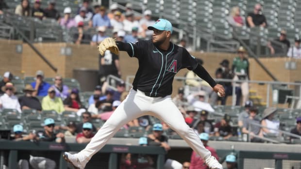 Eduardo Rodriguez delivers a pitch against the Rangers at Salt River Fields, February 27th, 2024